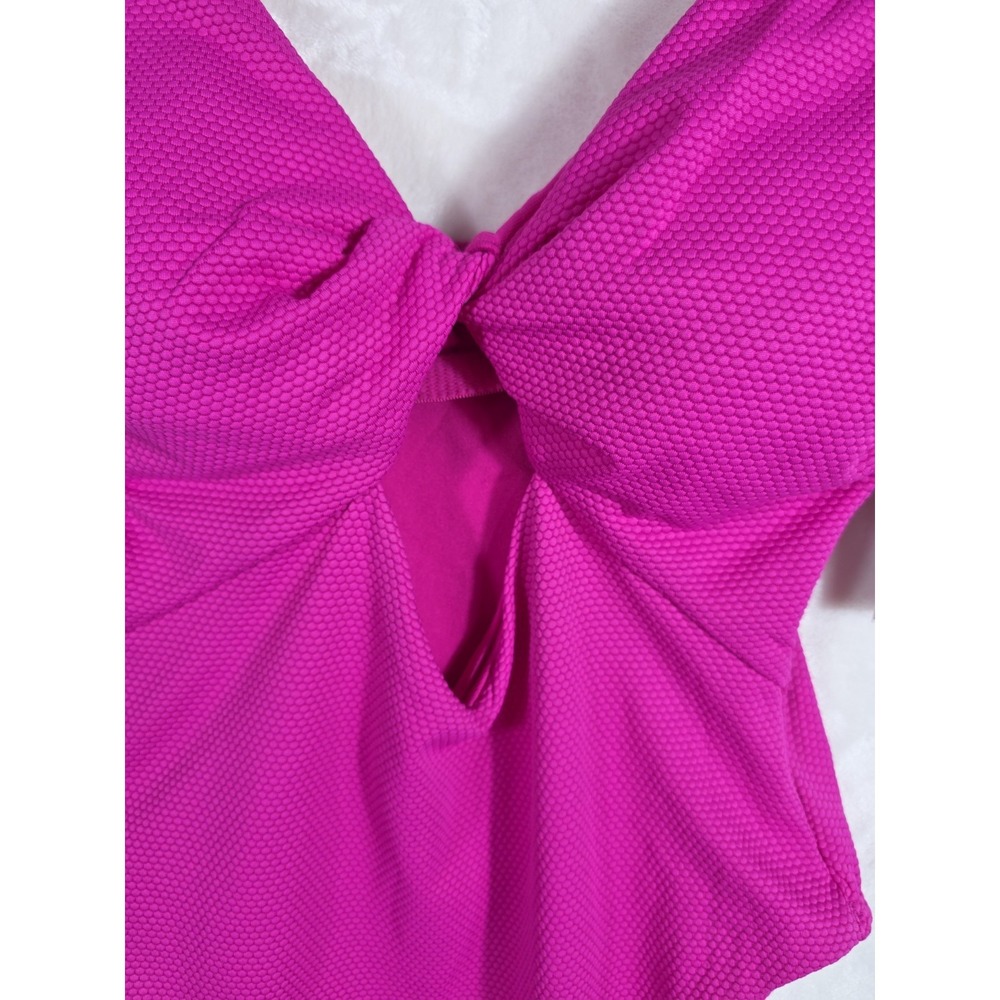 NWT Shade & Shore Pink One Piece Swimsuit Textured High Leg Size S 4-6 - Picture 3 of 12